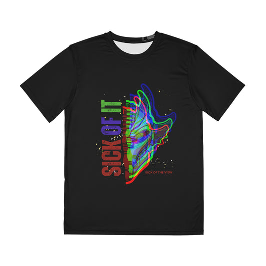 "Sick of It!" Dragon Bot Polyester Tee - Casual Graphic T-Shirt for Bros Who Are Sick of the View