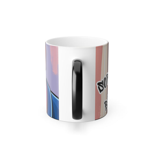 "Sorry, Bro!" Color Morphing Mug - Retro Vibe Heat Changing Coffee Cup for Bros & Hoes