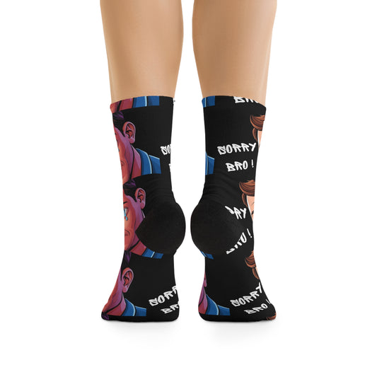 Funny Apology Socks - Recycled Poly - Tell the World "I'm Sorry, Bro!"